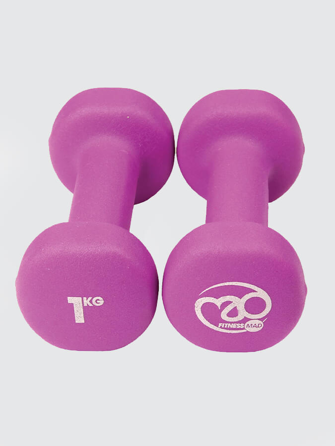 1Kg Neo Dumbbells for Yoga & Fitness - Purple Lightweight Dumbbells for Home Workouts, Strength Training & Pilates | Perfect for Women & Beginners