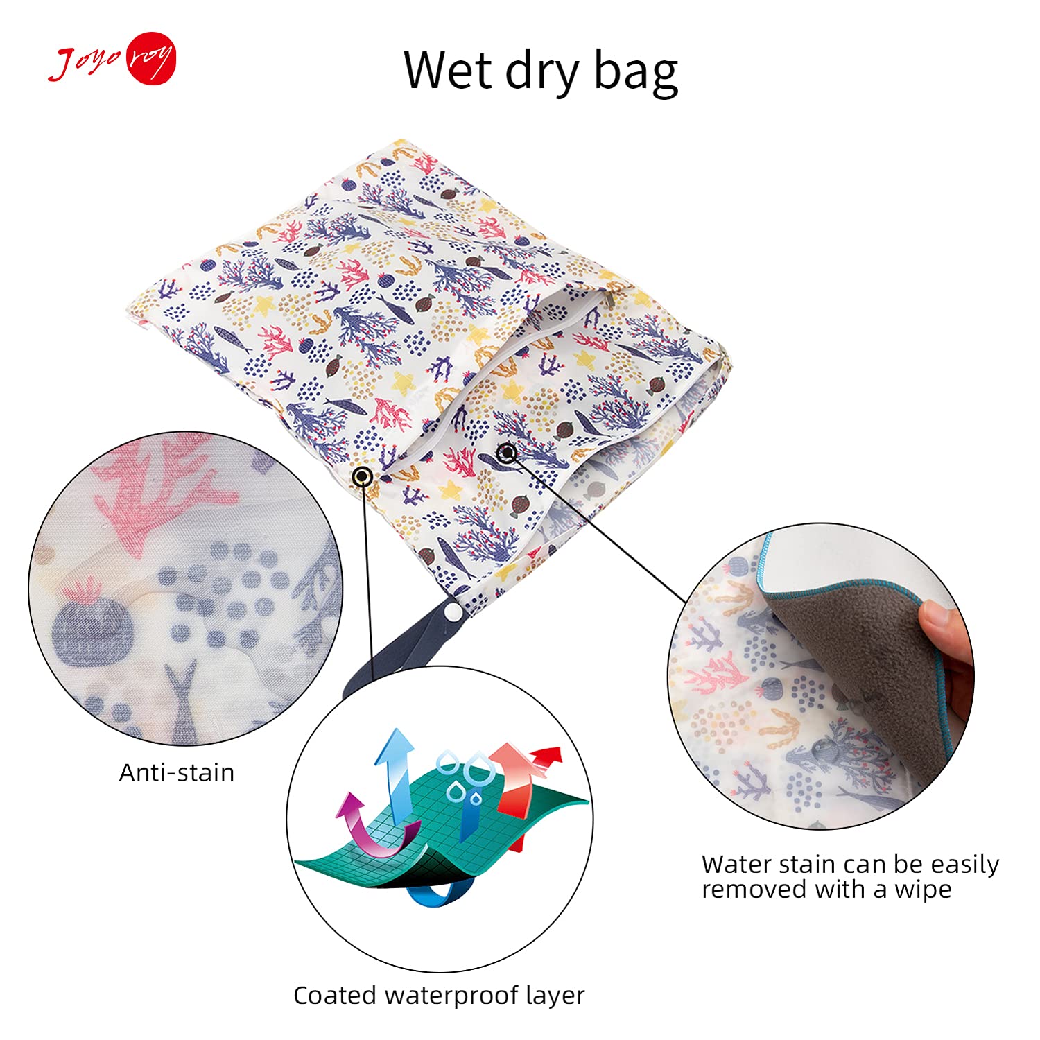**Joyo Roy Waterproof Baby Wet Dry Bags - Reusable Diaper Bag for Swim, Beach & Travel - Ideal for Diapers, Clothes & Toiletries**