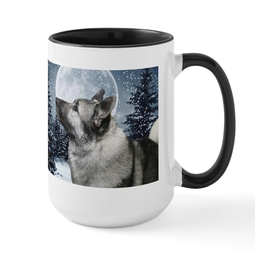 White/Black Inside - Norwegian Elkhound Large Mug