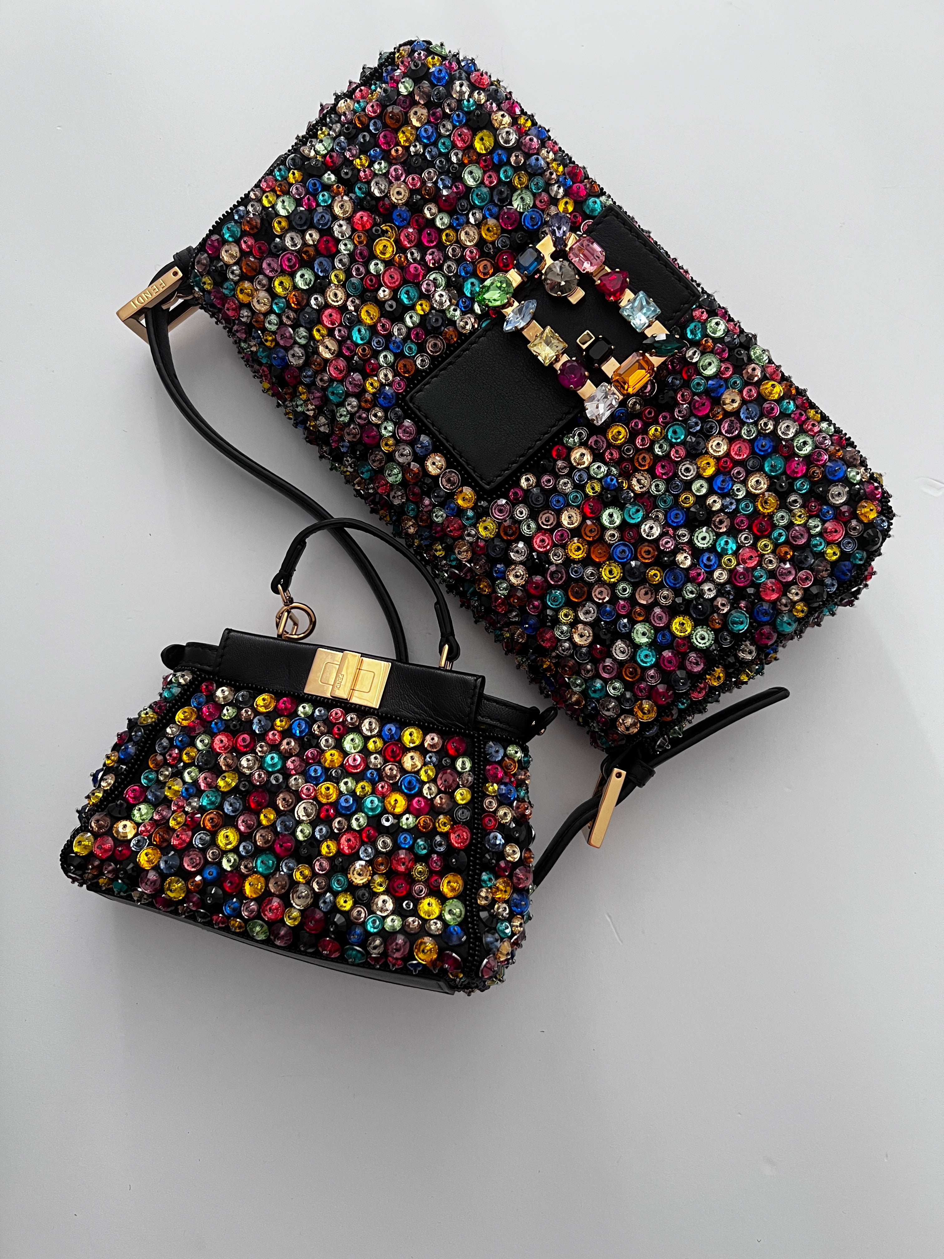 Fendi Multicolor Beaded Mini Peekaboo Handbag - Luxury Designer Crossbody Bag for Women, Perfect for Parties, Dates & Special Occasions