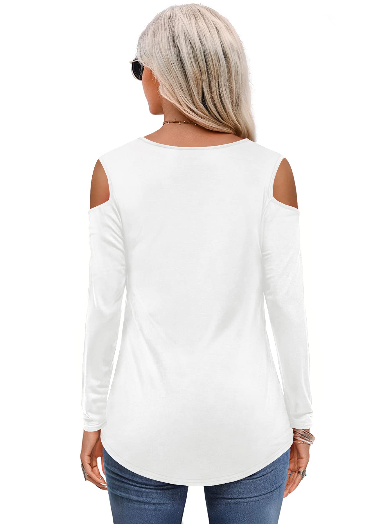 Amoretu Women's Long Sleeve Cold Shoulder Tops - V Neck Casual T-Shirt for Women | Perfect for Date Night, Office Wear & Weekend Outfits