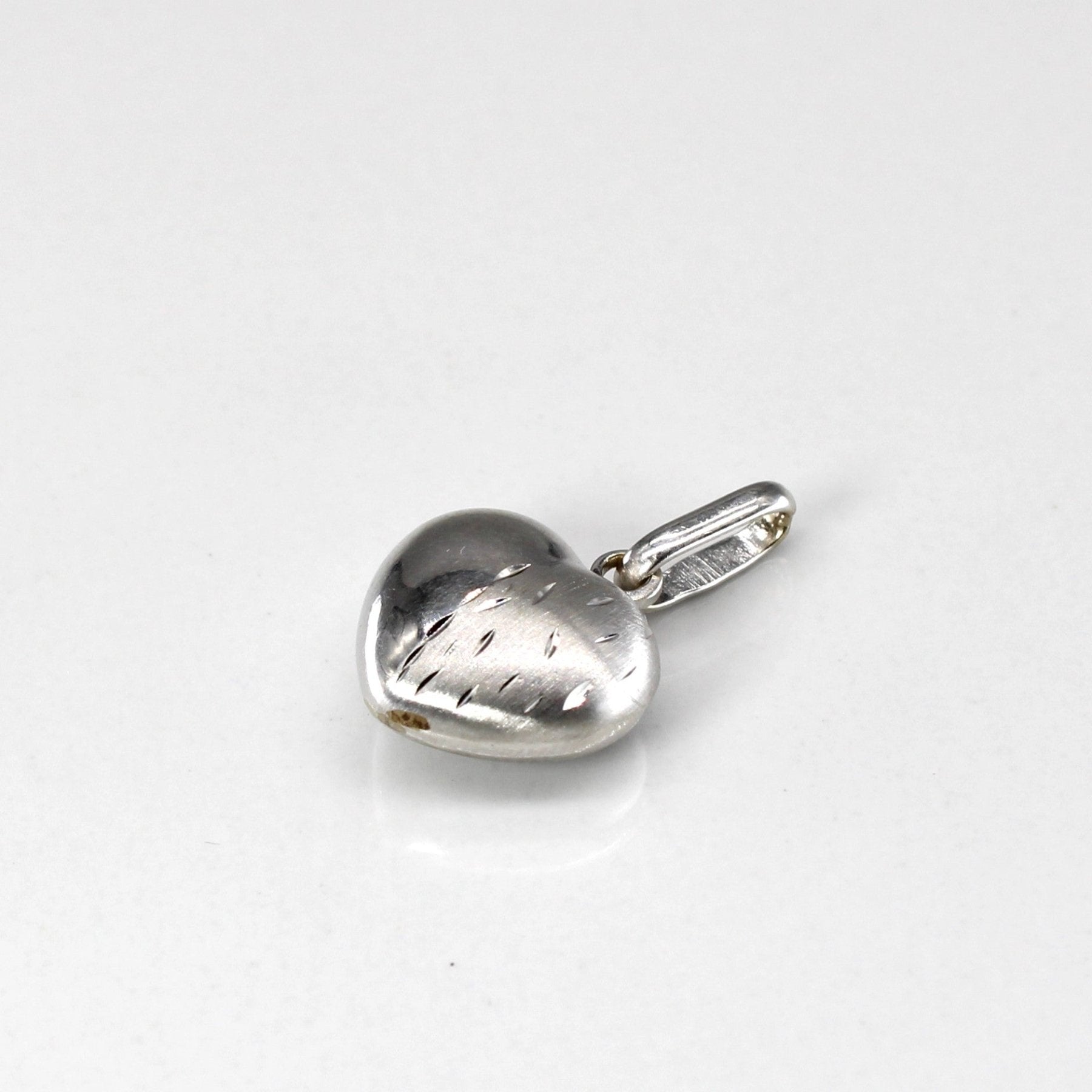 10K White Gold Puffed Heart Pendant Necklace for Women - Elegant Valentine's Day Gift, Anniversary Jewelry for Her - Perfect for Romantic Occasions & Special Moments