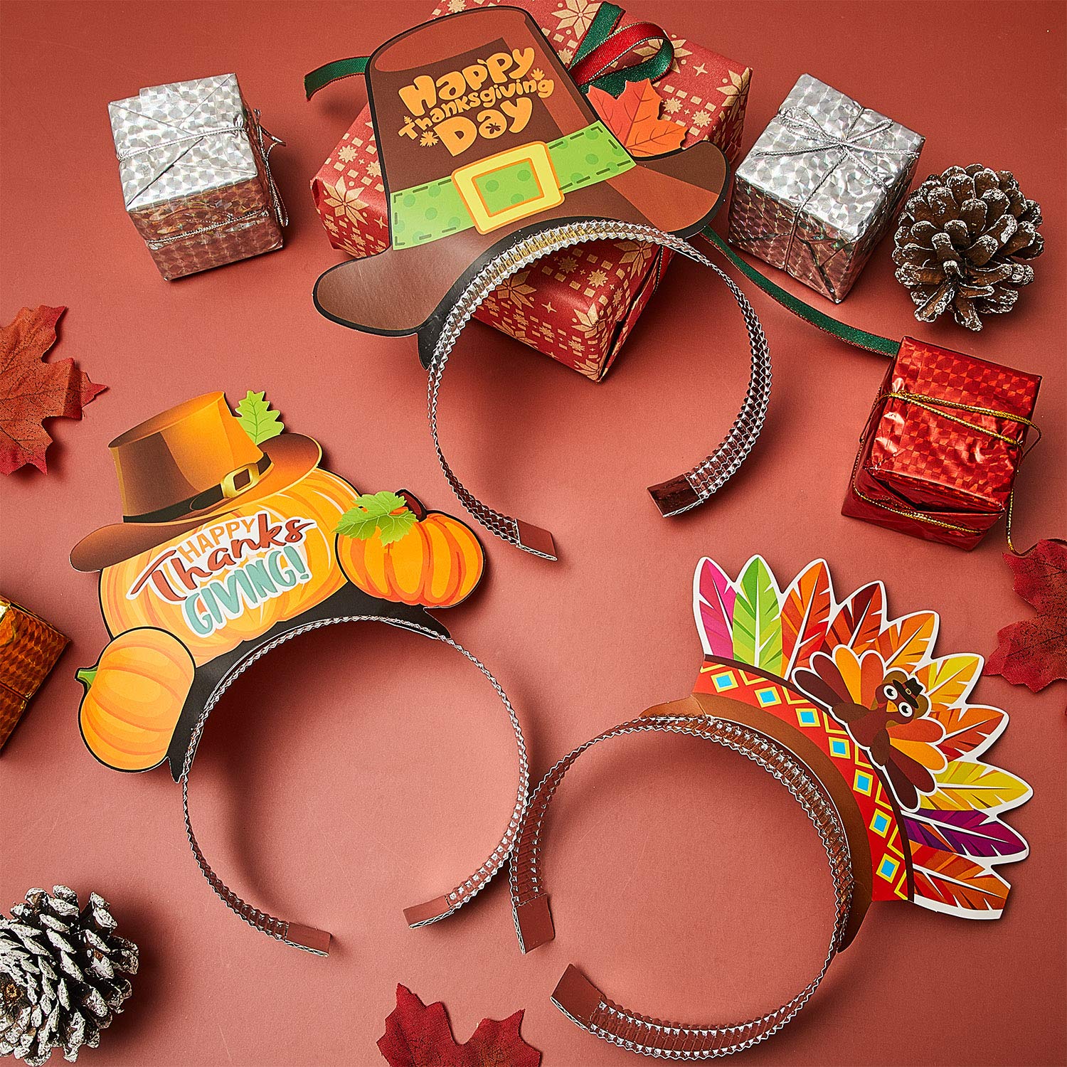 12 Pack Thanksgiving Turkey Headbands - Fun Holiday Party Favors for Thanksgiving, Birthday & Themed Events - Perfect for Festive Decorations & Costume Accessories