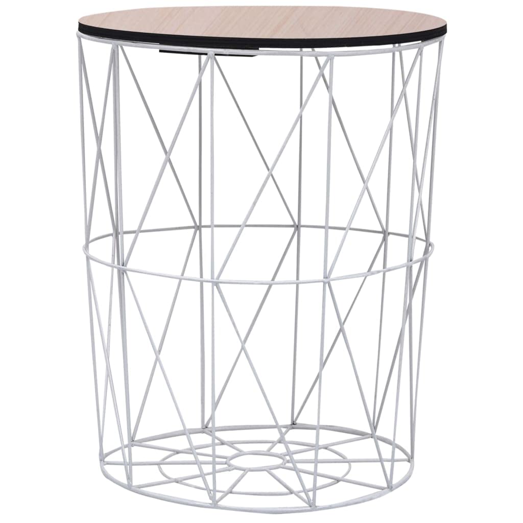 White Round End Table 18.5
