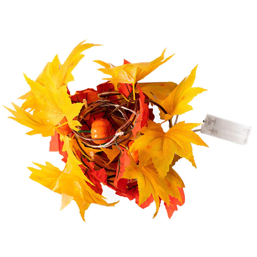 Maple Leaf String Lights - 10ft Battery Operated LED Fairy Lights with Plastic Leaves, Fall & Christmas Decor for Fireplace, Mantel, Wedding, Party, Home and Outdoor Decoration