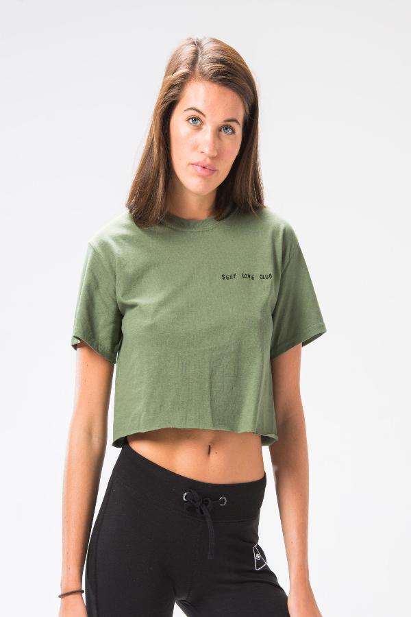 Self Love Club Crop Tee - Women's Inspirational Graphic T-Shirt for Yoga, Gym & Casual Wear | Trendy Positive Message Top for Workouts & Everyday Outfits