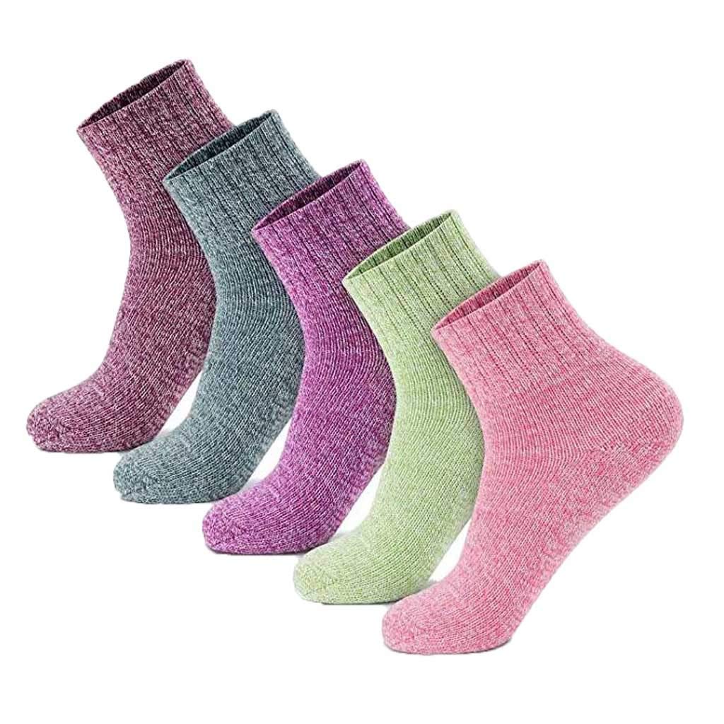 CANAFA 5 Pairs Women's Warm Super Soft Plush Slipper Socks - Thick Knit Vintage Winter Crew Socks for Home, Office & Gifts - Cozy Housewarming & Christmas Presents