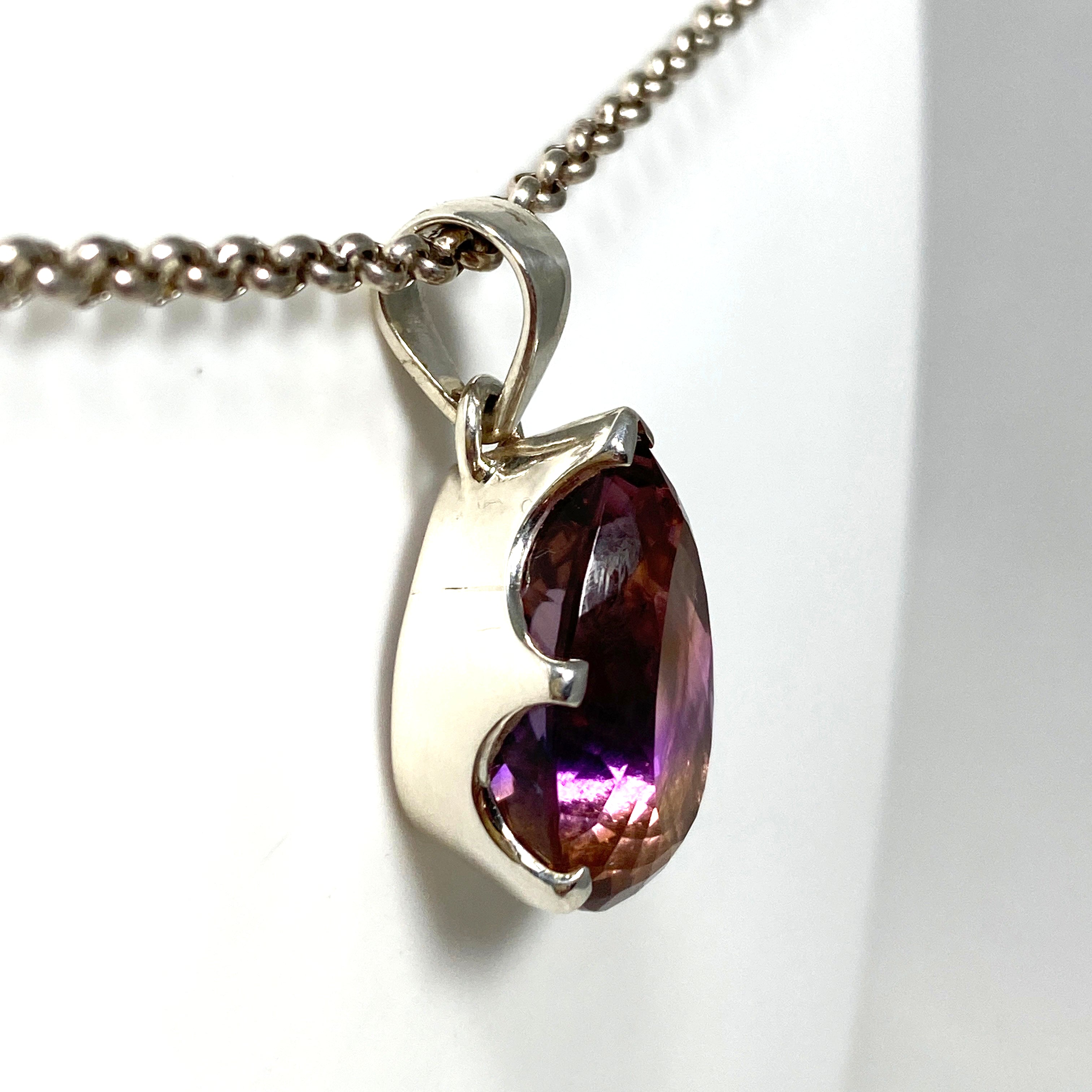 Natural Ametrine Teardrop Faceted Pendant Necklace - 925 Sterling Silver Jewelry PPGJ777 | Elegant Gift for Women, Bridesmaids & Birthday | Perfect for Weddings, Parties & Special Occasions