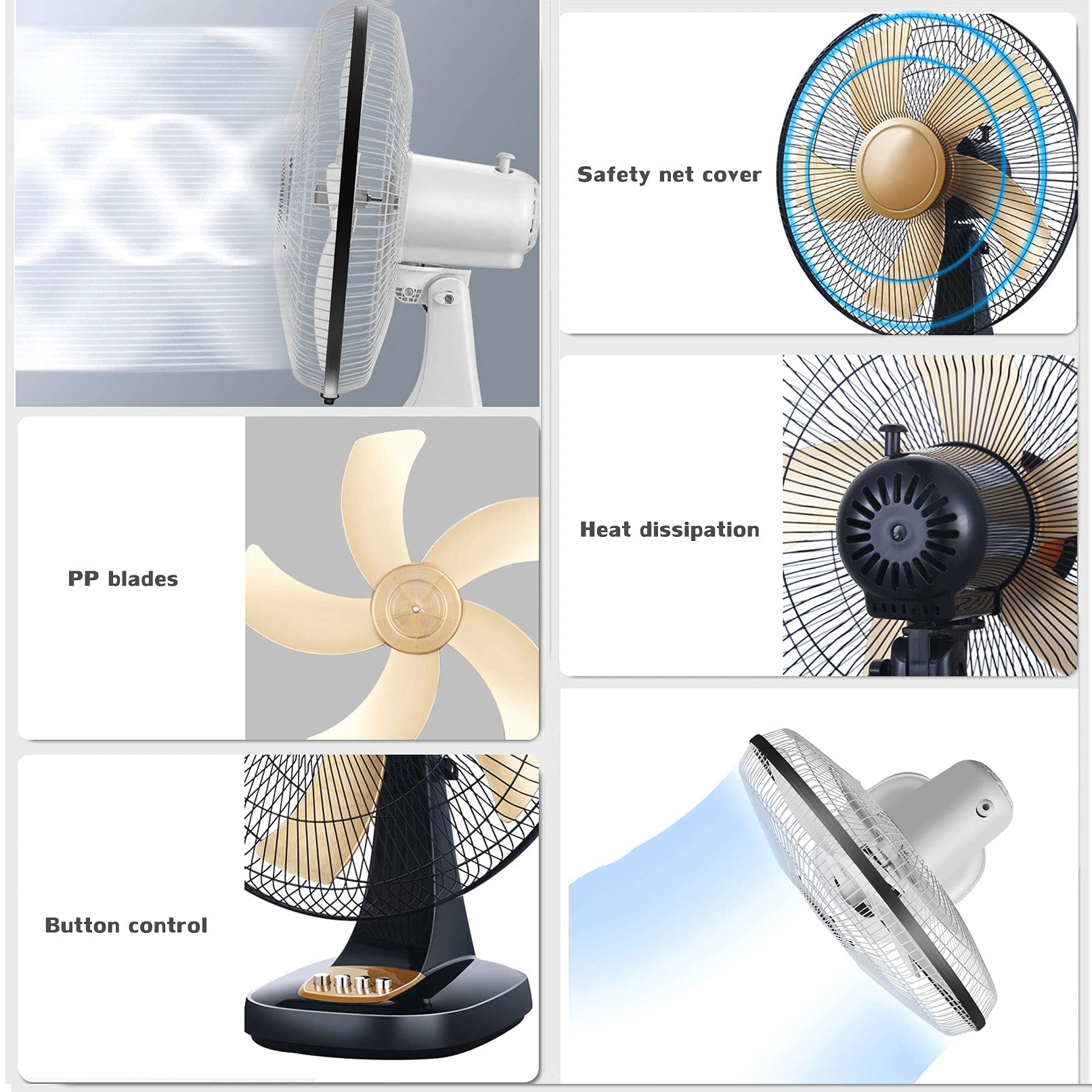 Portable Rechargeable Fan - 7-12 Hours Battery Life, USB Table Fan for Camping, Travel, Office & Home Use | Oscillating Standing Fan with 3 Speeds for Cooling Comfort
