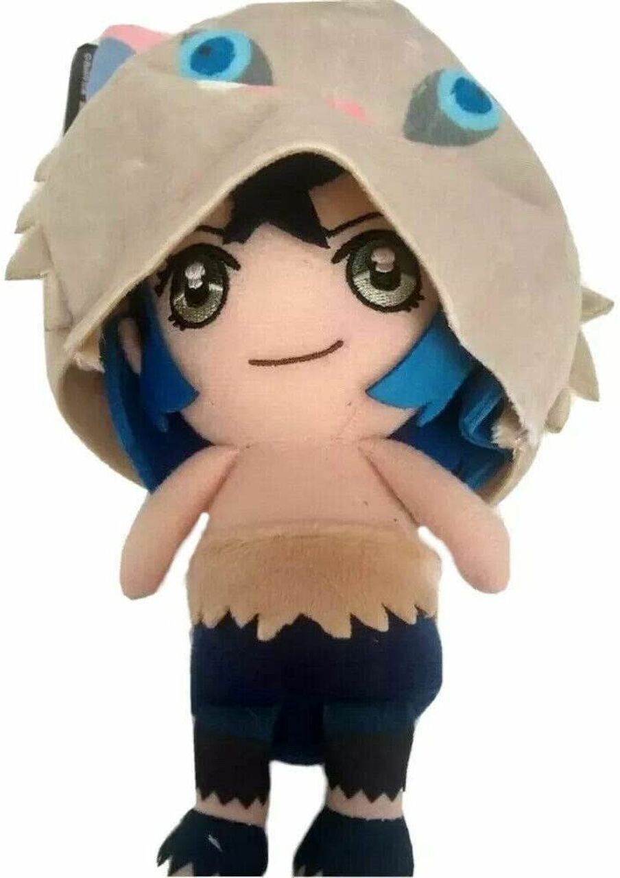 Bandai Chibi Plush Demon Slayer: Kimetsu no Yaiba Inosuke Hashibira Stuffed Animal Toy - Cute Anime Collectible Gift for Fans, Bedroom Decor, and Cosplay Accessories