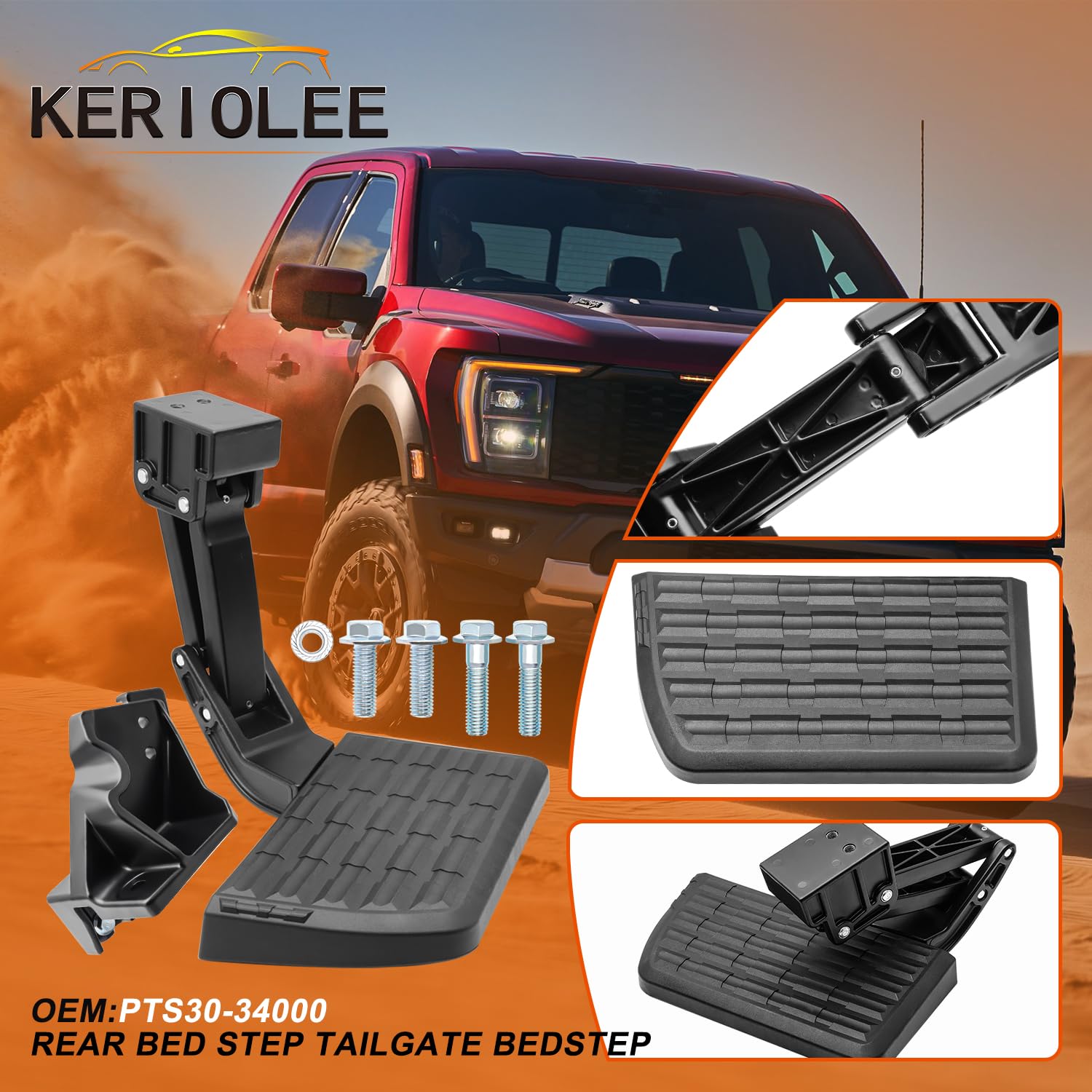 2022-2025 Toyota Tundra Retractable Bed Step - Folding Rear Bumper Tailgate Step Replacement (PTS30-34000) | Heavy Duty Truck Accessory for Easy Loading & Unloading