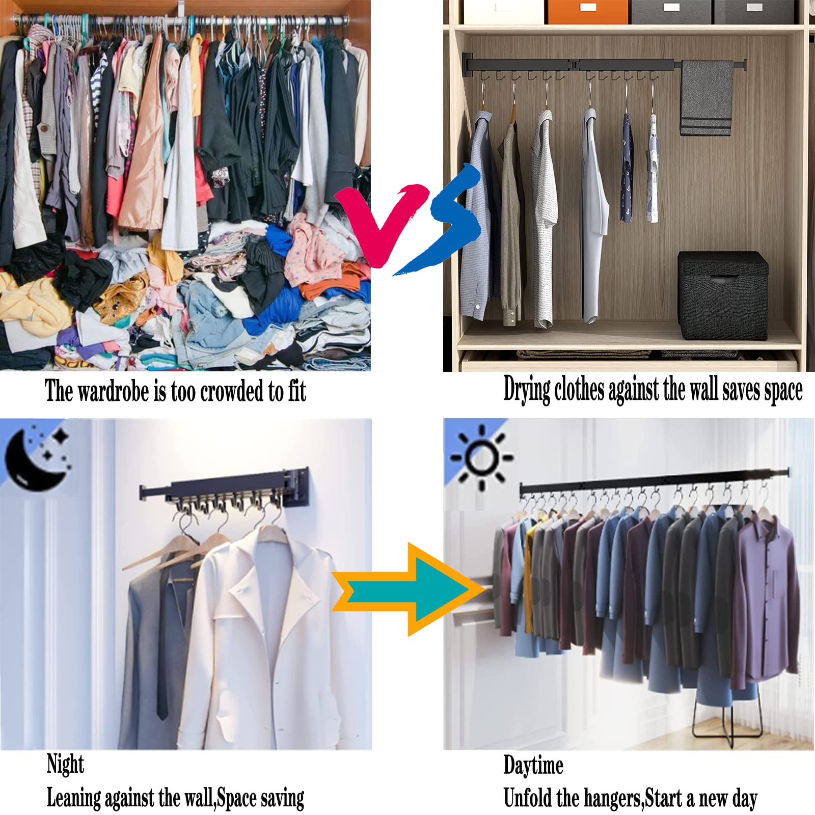 Wall Mounted Retractable Clothes Drying Rack - Space Saving Foldable Laundry Organizer for Balcony, Bedroom & Mudroom - White Single Fold - Perfect for Small Apartments & Compact Living Spaces