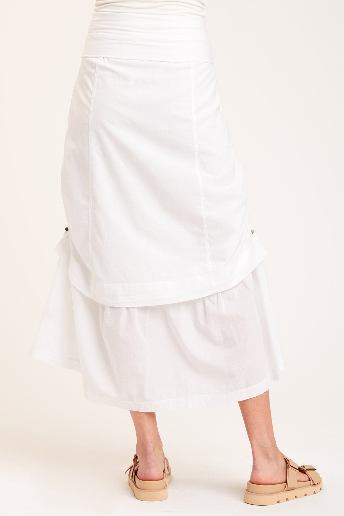 Baroness Skirt White - Elegant Women's Midi Skirt for Office, Party & Casual Wear | Flowy A-Line Style