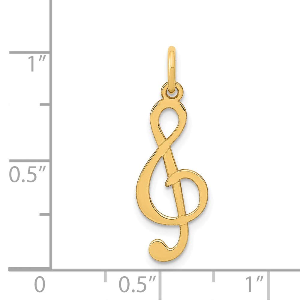 14K Yellow Gold Polished Treble Clef Charm Pendant - Elegant Music Note Jewelry for Necklace, Gift for Musicians & Music Lovers - Perfect for Concerts, Graduations & Special Occasions