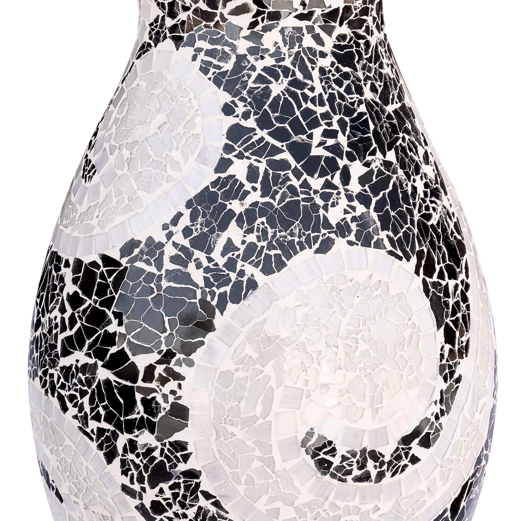 Tall Terracotta Floor Vase with Black & White Glass Mosaic - 24