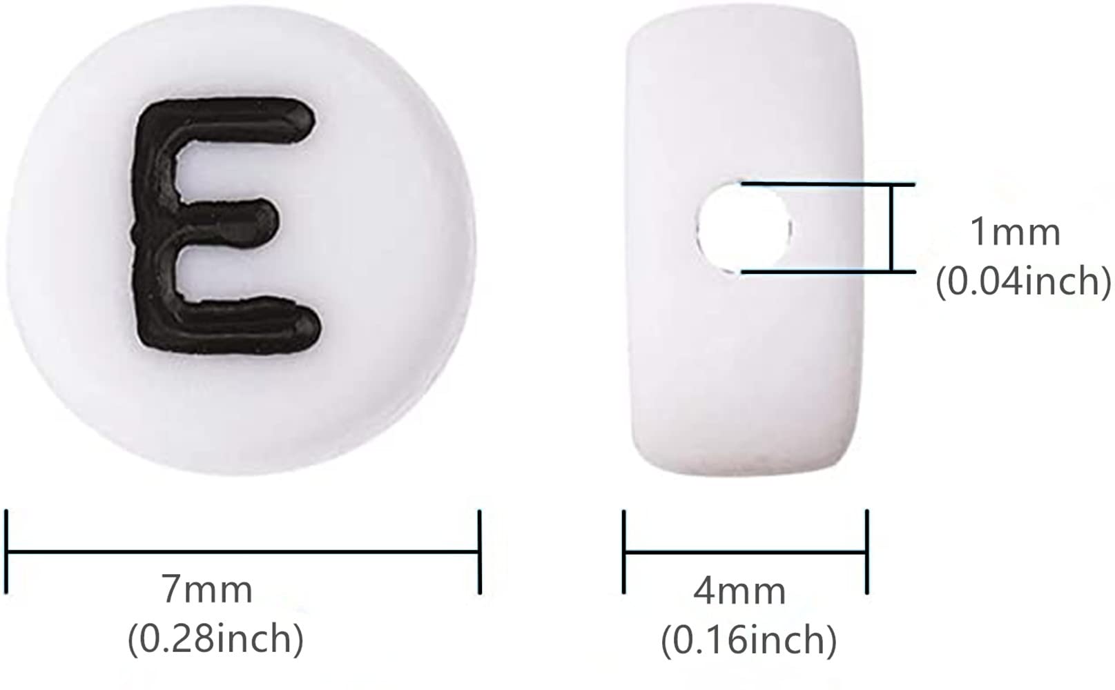100PCS 4X7mm White Acrylic Alphabet Letter Beads for Jewelry Making - Round Vowel E Beads for DIY Bracelets, Necklaces & Crafts - Perfect for Personalized Jewelry, Scrapbooking & Gift Making