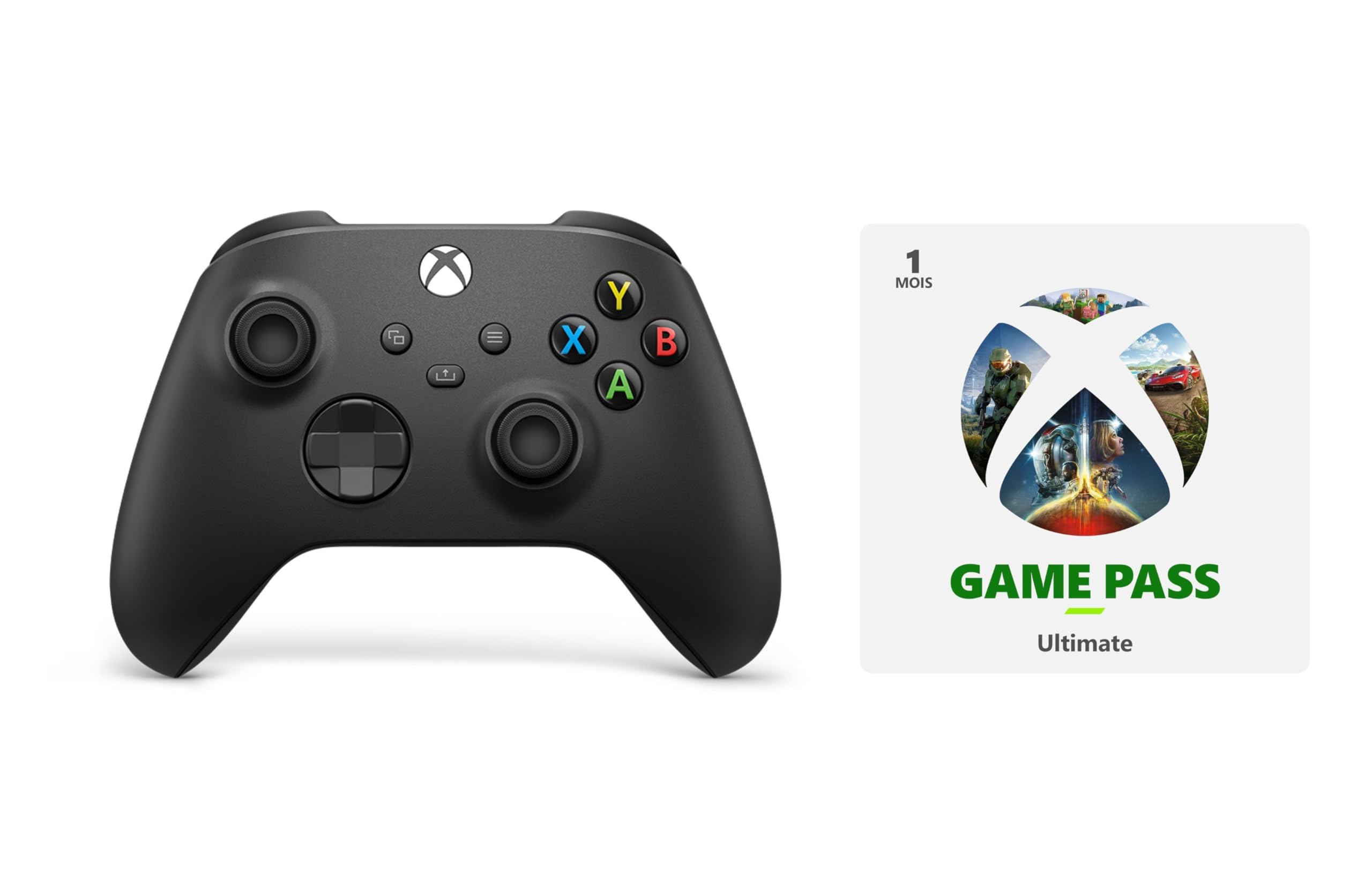 Wireless Xbox Controller Carbon Black with 1 Month Xbox Game Pass Ultimate - Ergonomic Gamepad for PC & Xbox Series X/S - Perfect for Gaming, Streaming & Competitive Play