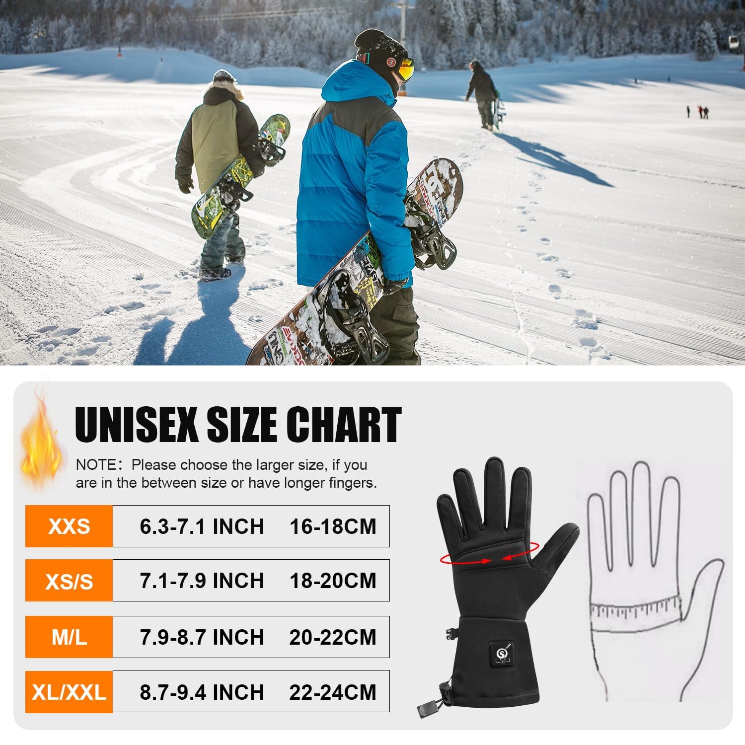 Rechargeable Battery Heated Gloves for Men & Women - Windproof Winter Glove Liners with Upgraded Heating Technology - Thin & Warm Hand Warmer for Skiing, Snowboarding, Hunting & Outdoor Activities