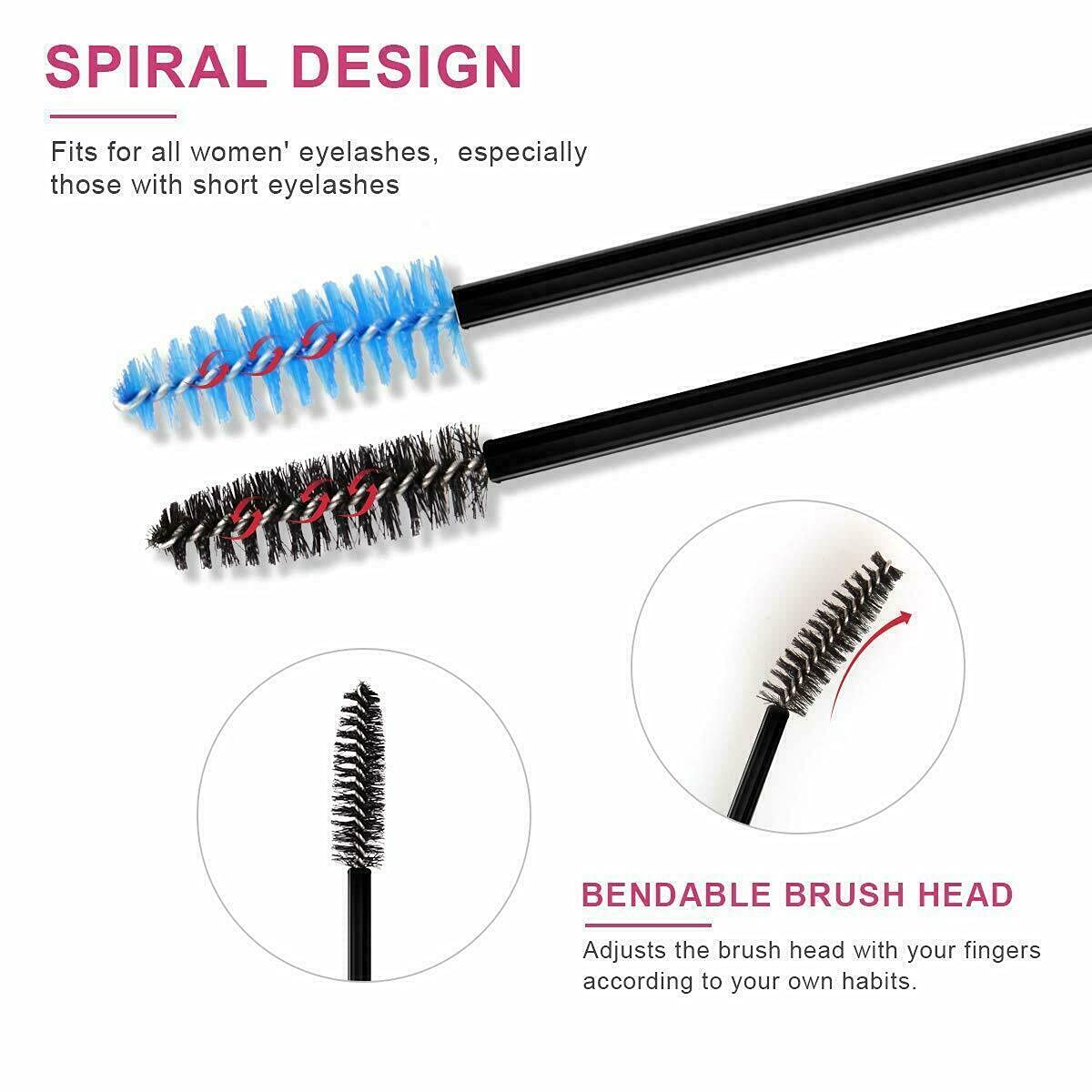 100 Disposable Mascara Wands Bulk - Eyelash & Eyebrow Spoolie Brushes for Lash Extensions, Makeup Application (Blue) - Perfect for Salons, DIY Beauty & Professional Makeup Artists