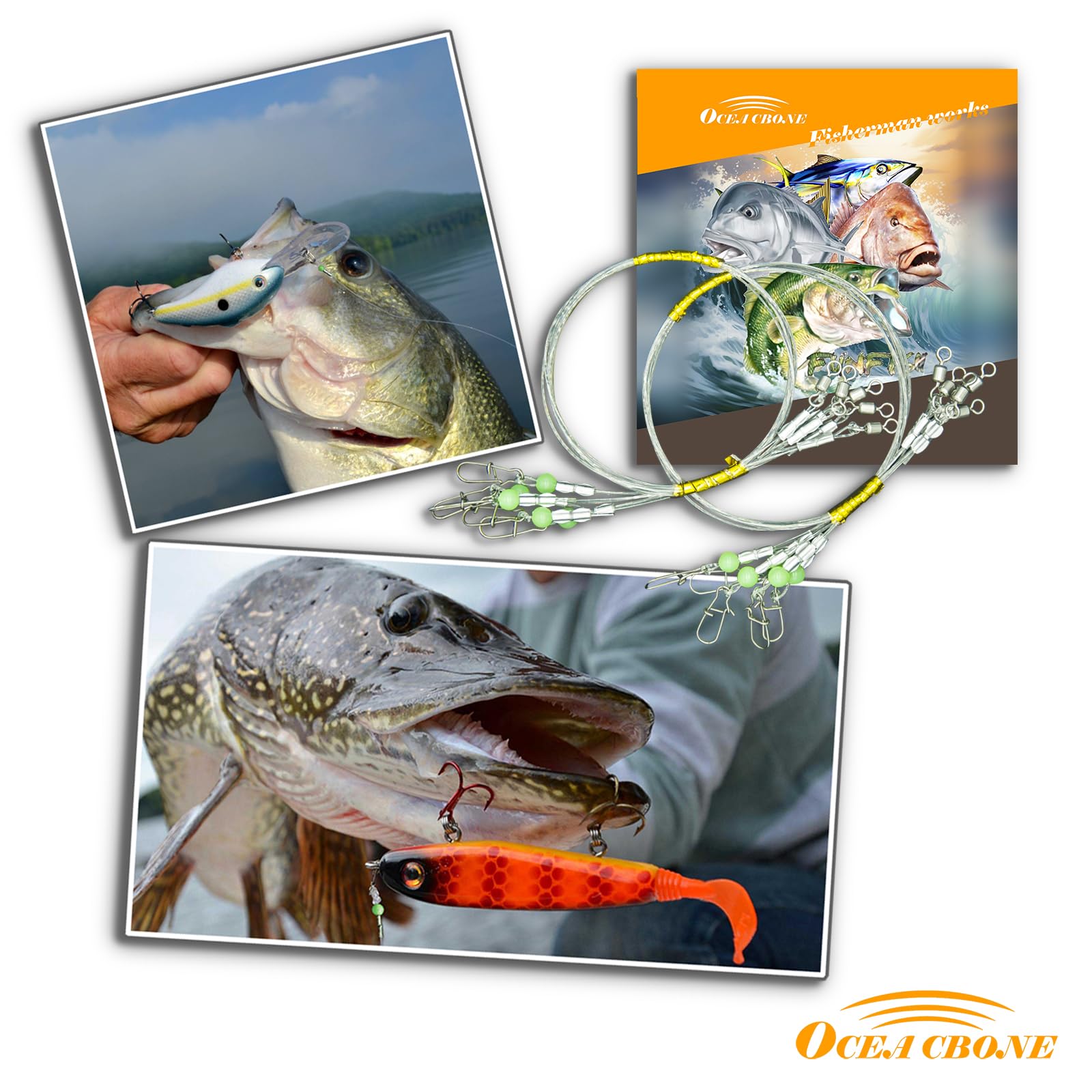 100% Fluorocarbon Fishing Leader with Swivel & Snap - High Abrasion Resistance & Sensitivity for Saltwater, Freshwater, Lake & Stream Fishing - Perfect for Bass, Trout & Saltwater Game Fish