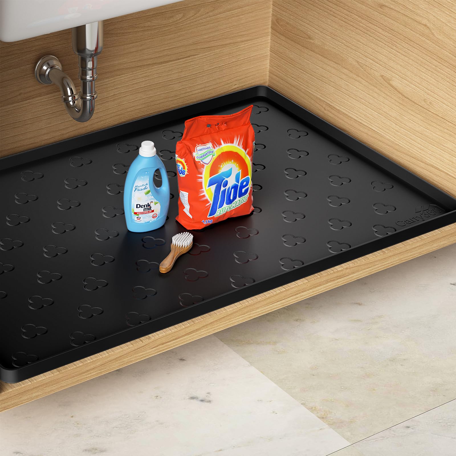 Waterproof Under Sink Mat 34x22 Inch - Kitchen Cabinet Liner for Drip Protection (Black) - Perfect for Bathroom & Kitchen Use