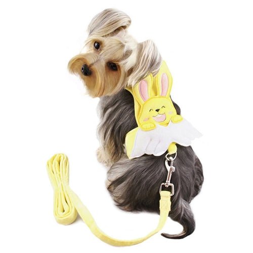 Bunny Angel Pet Harness with Matching Leash - Adjustable Soft Mesh Vest for Small Dogs & Cats - Perfect for Walking, Training & Outdoor Adventures