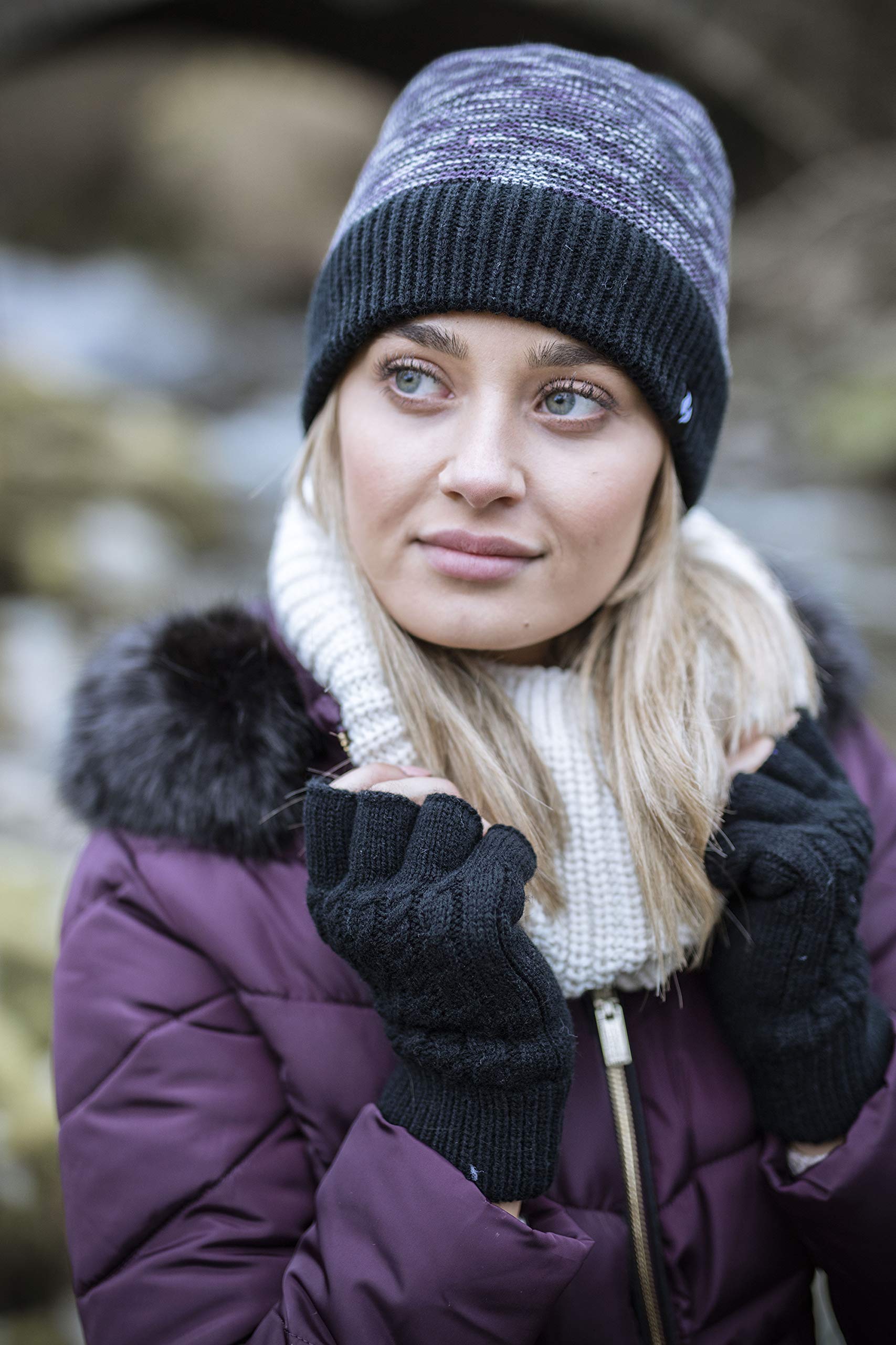 Heat Holders Women's Winter Thermal Fingerless Gloves - Ultra Warm Cable Knit Design for Indoor & Outdoor Activities | Perfect for Typing, Driving & Cold Weather