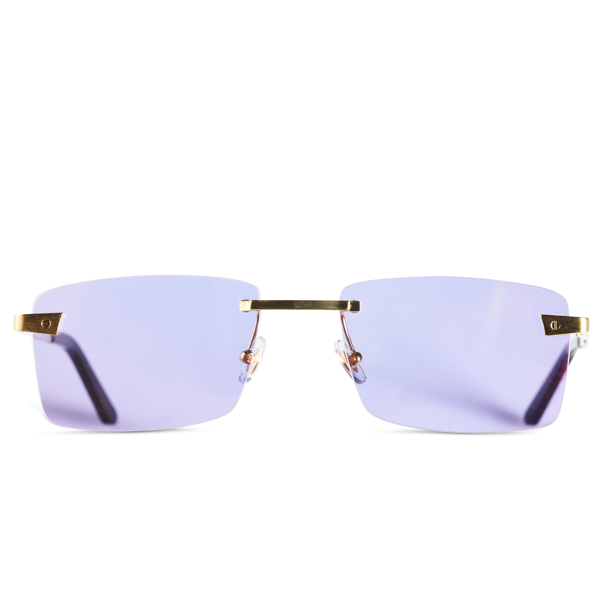 Cartier CT0167O 001 Santos De Cartier Rimless Sunglasses for Men & Women - Luxury Designer Eyewear - UV Protection - Perfect for Driving, Travel & Fashion Accessories