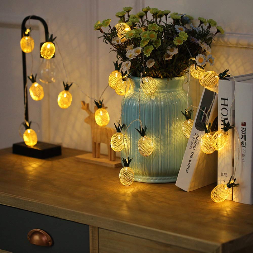 Merdeco 10ft Pineapple LED String Lights - Warm White Fairy Lights for Party & Wedding Decor