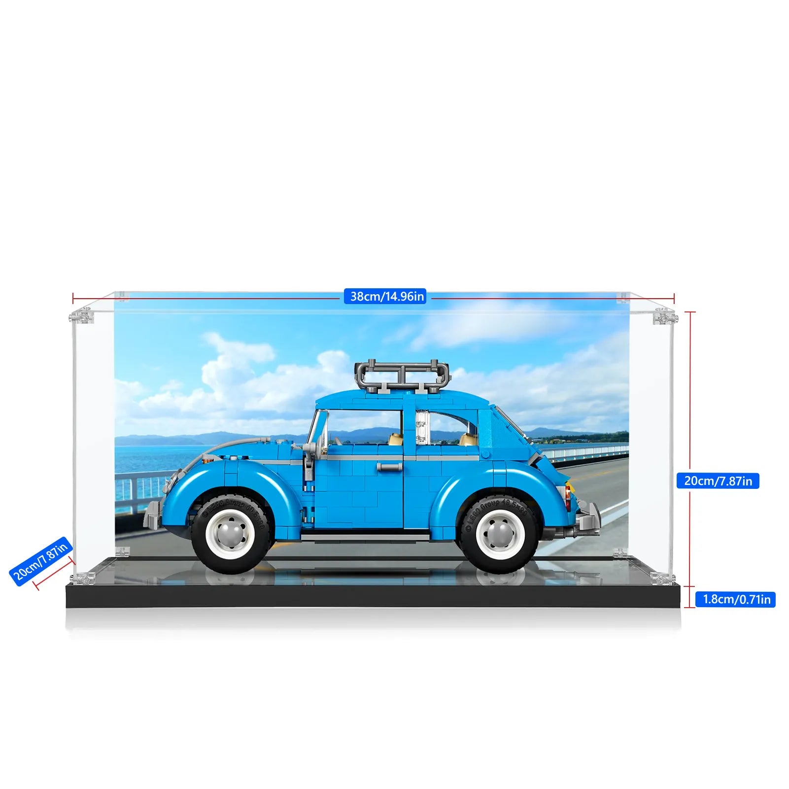 LEGO® Creator Expert Volkswagen Beetle 10252 Display Case - Premium Acrylic Showcase for Collectible LEGO Sets - Perfect for Home Decor, Office Display & Gift Giving