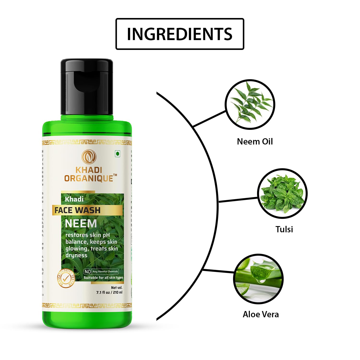 **Khadi Organique Neem, Rose & Sandalwood Honey Face Wash Trio – Brighten Skin, Reduce Wrinkles, 630ml (Pack of 3) – Perfect for Daily Cleansing & Glowing Skin**