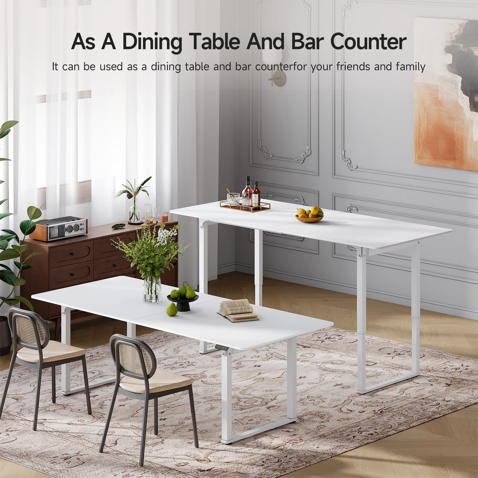 Adjustable Height Standing Desk 63x30 Inches - Dual Motor Electric Sit Stand Desk with Memory Controller, 28-46 Inches Height Range - White Rectangle Office Desk for Home & Computer Workstation - Perfect for Remote Work & Ergonomic Workspace Setup