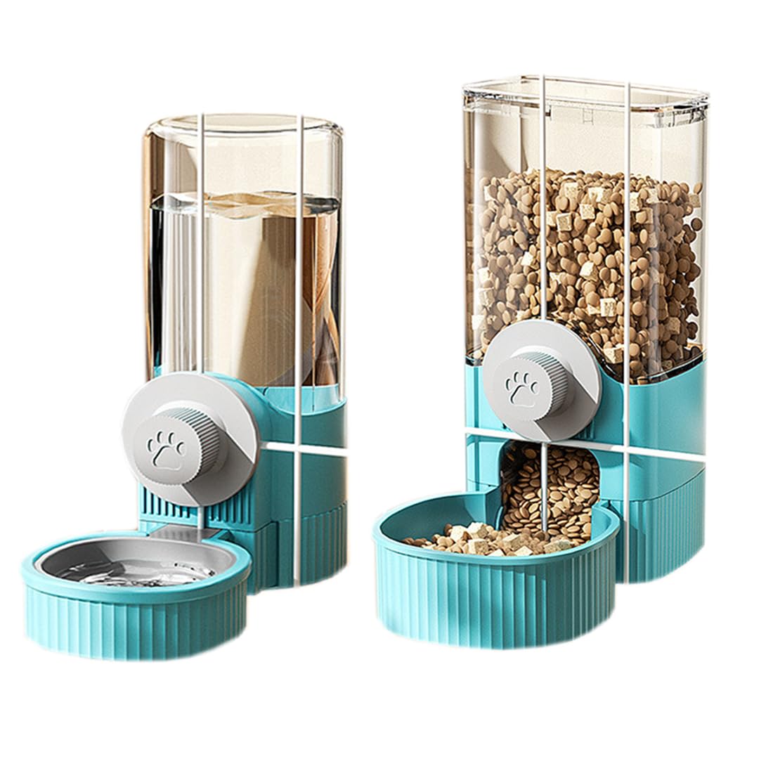 Automatic Rabbit Feeder and Water Dispenser - Gravity Hanging Cage Food Bowl for Bunny, Ferret, Chinchilla, Guinea Pig & Hedgehog - Perfect for Small Pet Cages (Blue) - Ideal for Stress-Free Feeding & Hydration in Home, Travel or Vet Visits