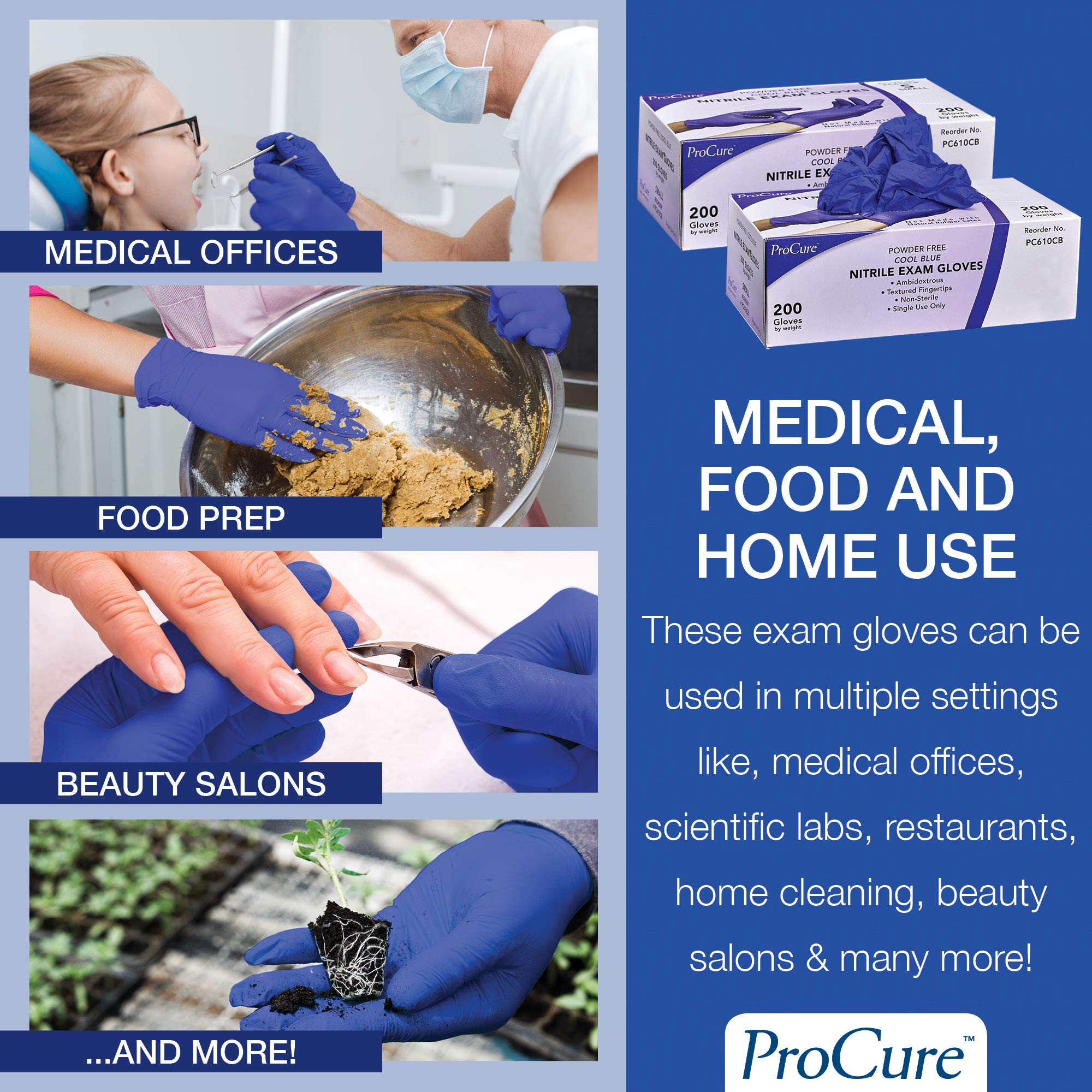 Disposable Nitrile Gloves - 2,000 Pack Case, Powder-Free & Latex-Free, Medical Exam & Cleaning Gloves for Healthcare, Food Service & Home Use