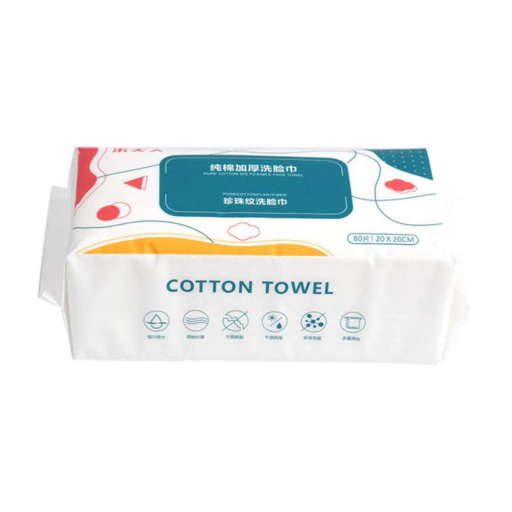 Cabilock 80 Count Soft Extra Thick Cotton Face Towels - 20x20cm Disposable Facial Tissues for Makeup Removal, Cleansing & Cosmetics | Gentle Washcloths for Face & Eye Care | Perfect for Travel, Gym & Daily Skincare Routine