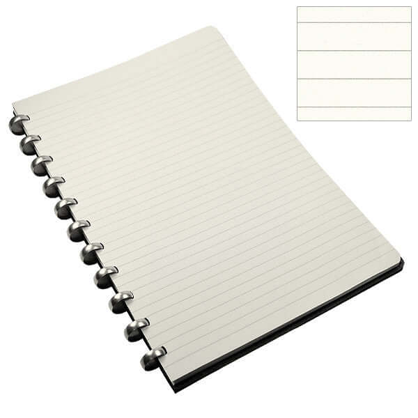 Atoma Pur Disc Bound Refillable Notebook 210 x 295mm - Black Leather Cover for Office, School & Journaling | Refillable Paper Organizer for Professionals & Students