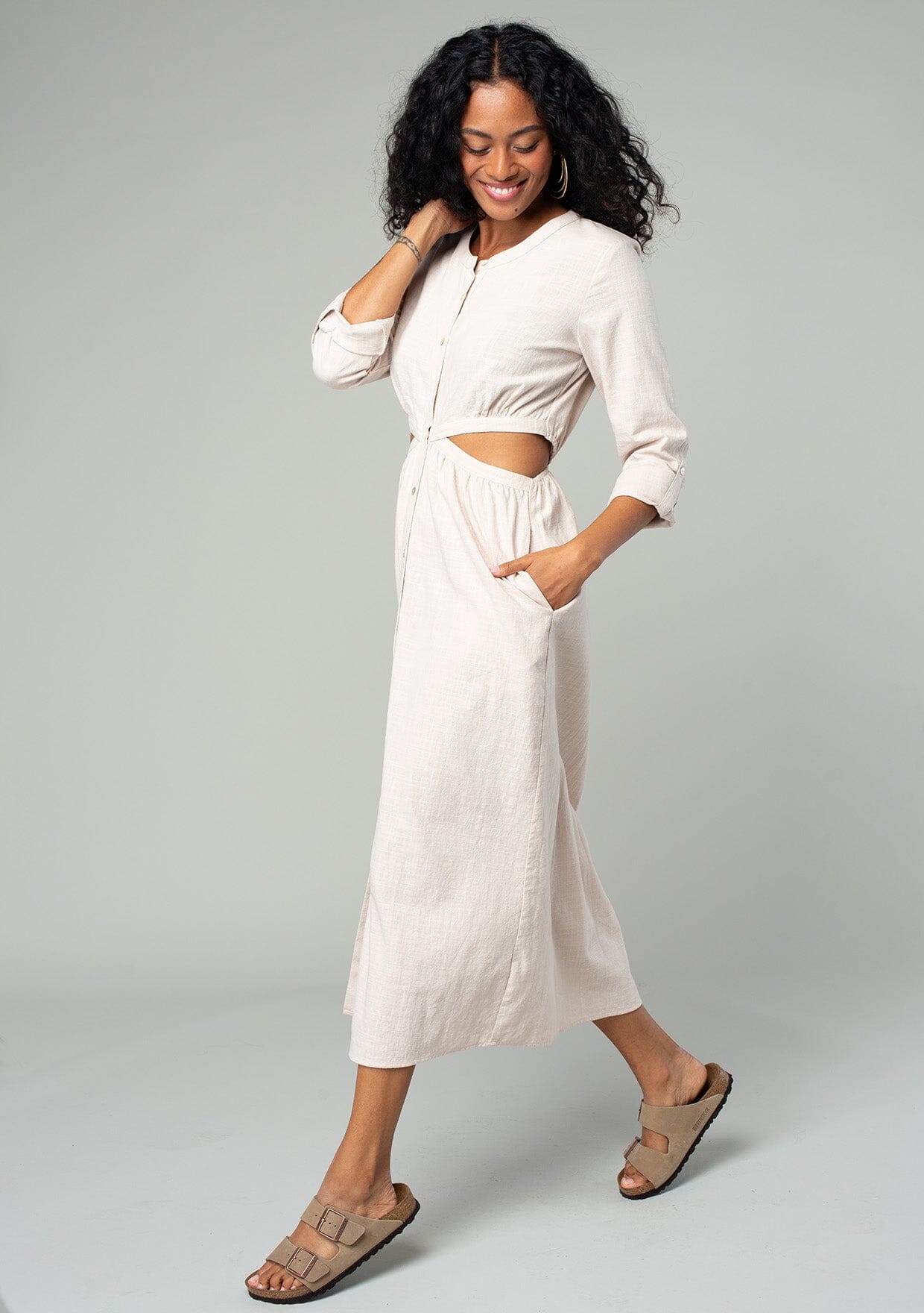 Carlotta Cutout Midi Dress - Flowy Summer Dress for Women, Elegant Sleeveless Party Dress with Side Cutouts, Perfect for Cocktail Parties, Date Nights & Beach Vacations