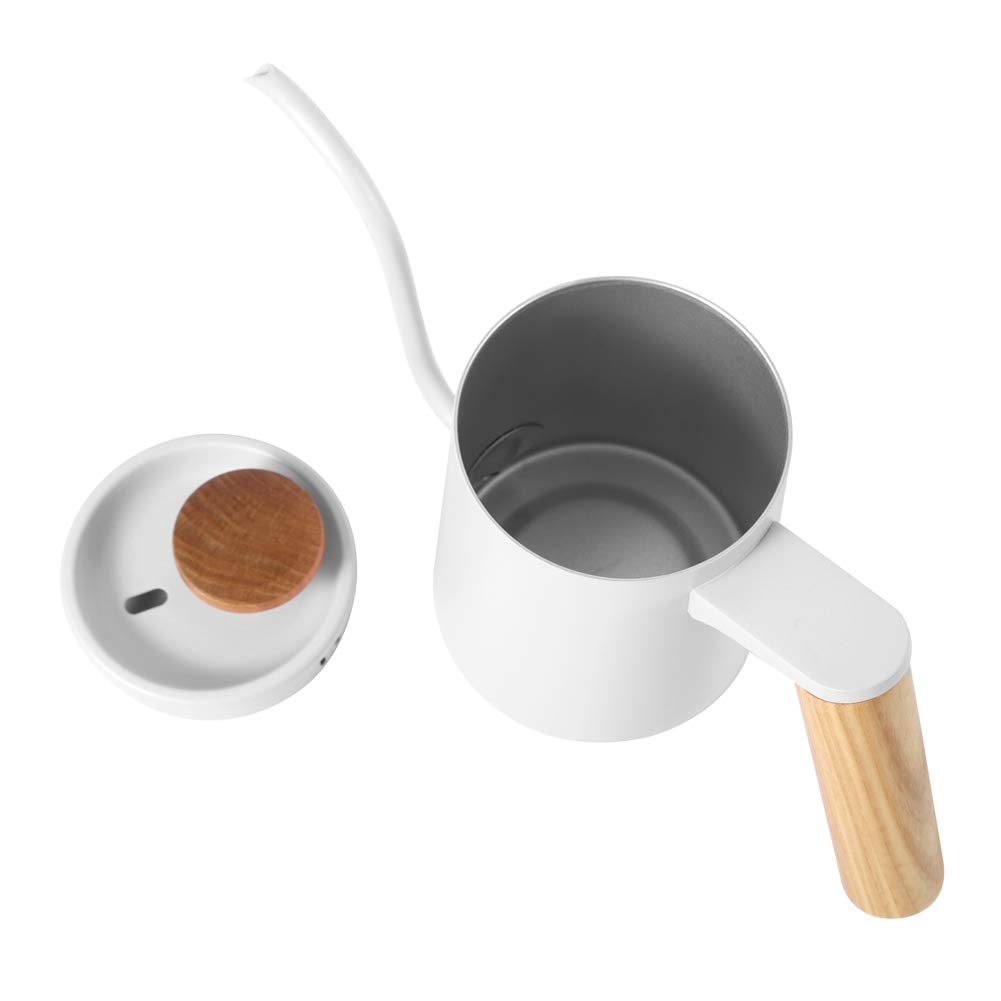 Premium 304 Stainless Steel Gooseneck Pour Over Coffee Kettle - 350ml Hand Drip Coffee Pot with Long Narrow Spout for Precise Brewing, Barista-Grade Coffee Maker (White) - Perfect for Home Brewing, Specialty Coffee Shops & Gift Giving