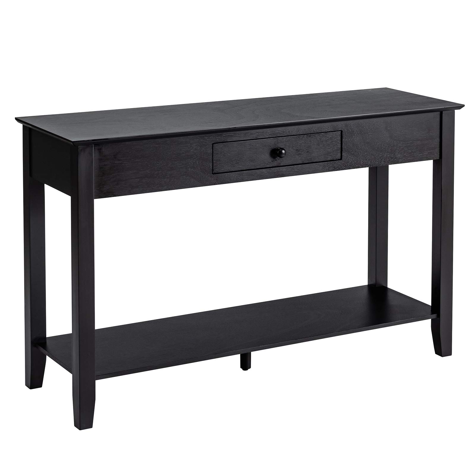 Giantex 2-Tier Wooden Console Table with Drawer & Storage Shelf - Entryway Sofa Table for Hallway, Living Room, Bedroom - Multifunctional Display Platform (Black) | Perfect for Small Space Organization & Home Decor