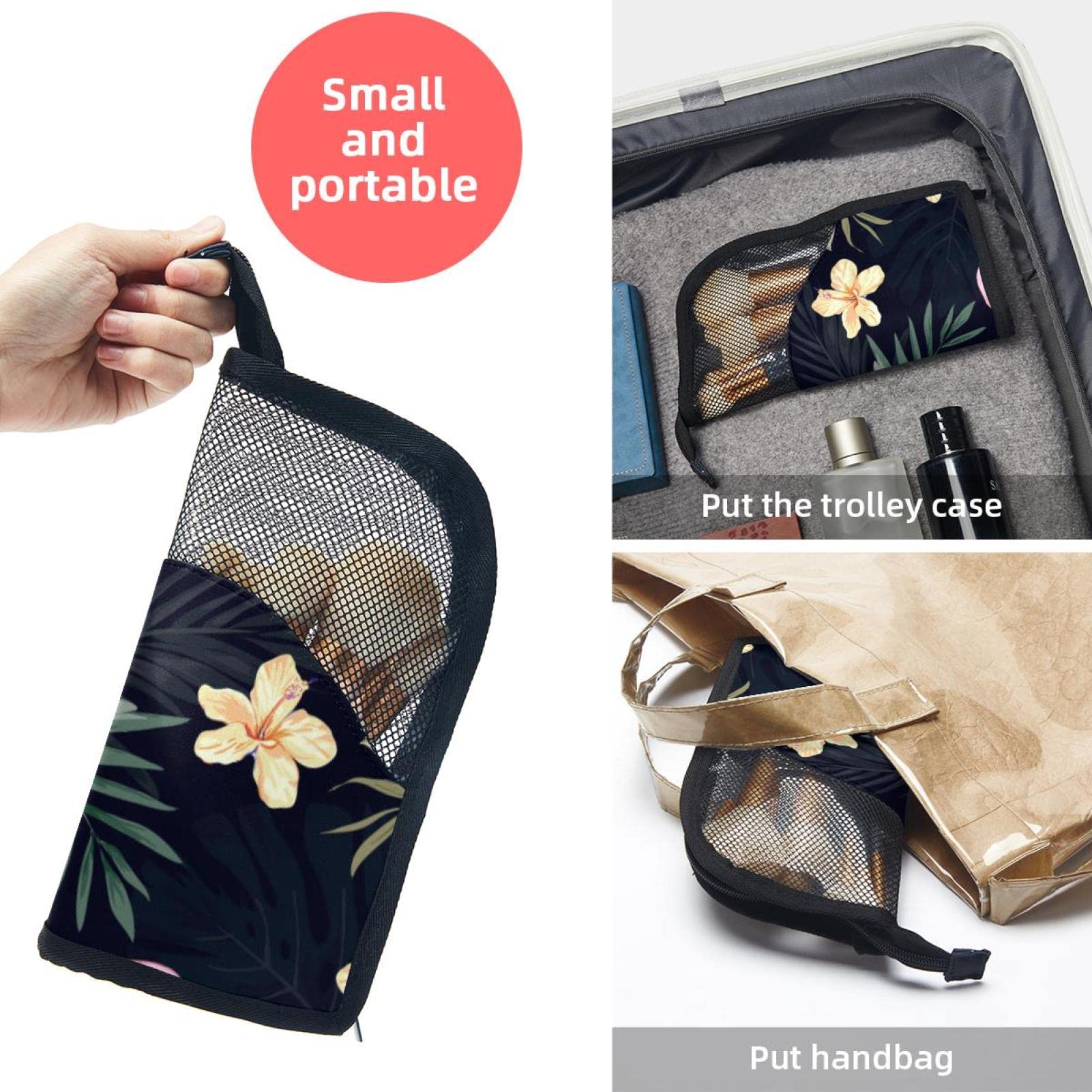 12-Piece Makeup Brush Organizer Bag with Tropical Leaves & Flamingo Design - Portable Cosmetic Brush Holder Case for Travel, Home & Professional Makeup Artists