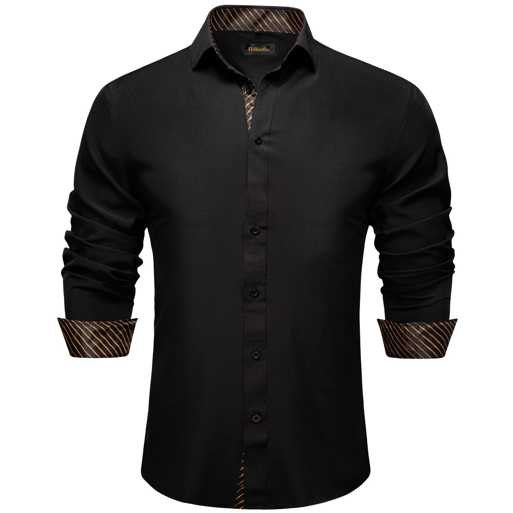 DiBanGu Men's Button Down Shirts - Long Sleeve Casual Dress Shirts, Regular Fit Cotton Business Shirt with Contrast Inner Collar for Office, Work & Formal Occasions