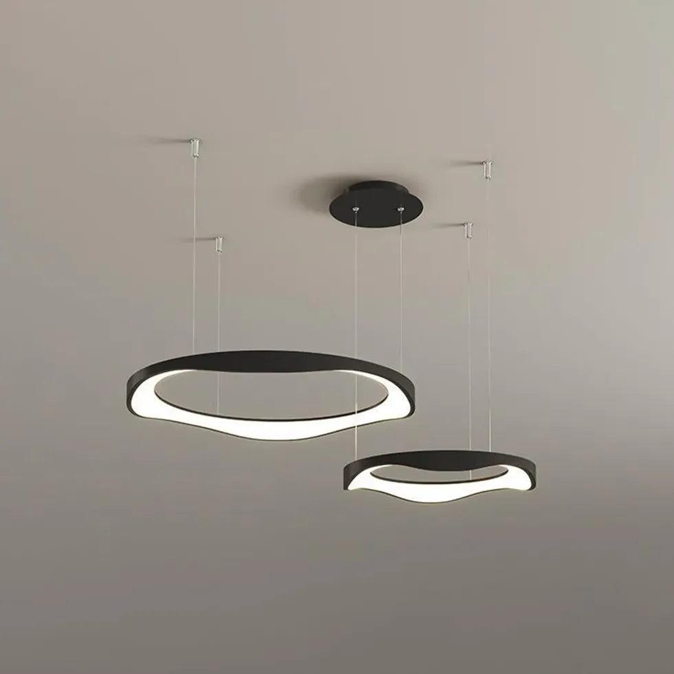 Modern Ring Shaped Metal Acrylic LED Pendant Light for Living Room - Dimmable Hanging Ceiling Lamp for Dining Room, Bedroom, Kitchen & Office Lighting