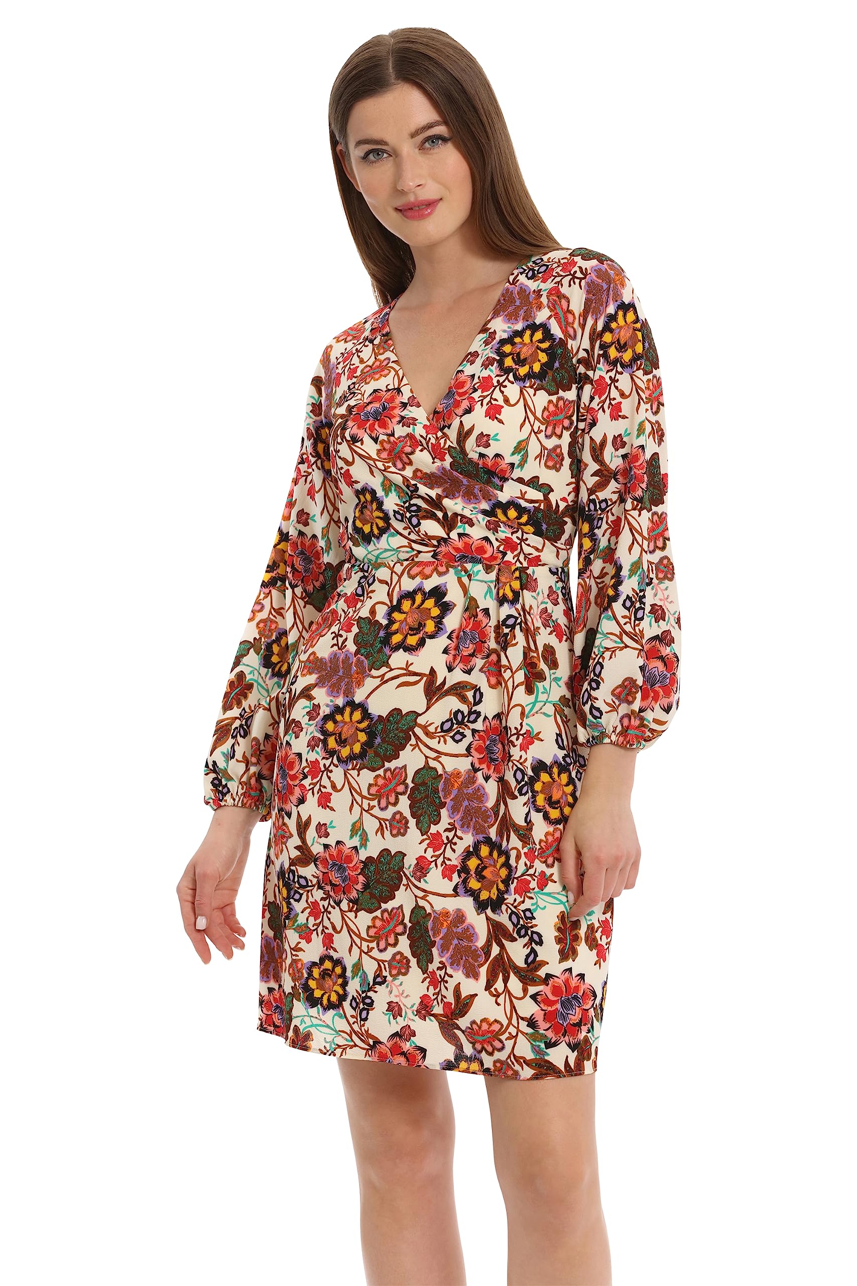 Maggy London Women's Faux Wrap V-Neck Dress - Elegant Office Workwear, Cocktail Party & Dinner Guest Outfit | Perfect for Business Meetings, Date Nights & Special Events