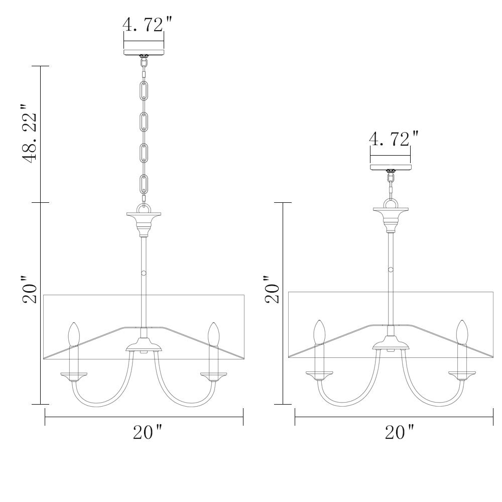 T&A Traditional 5-Light Chandelier with White Linen Drum Shade - 20