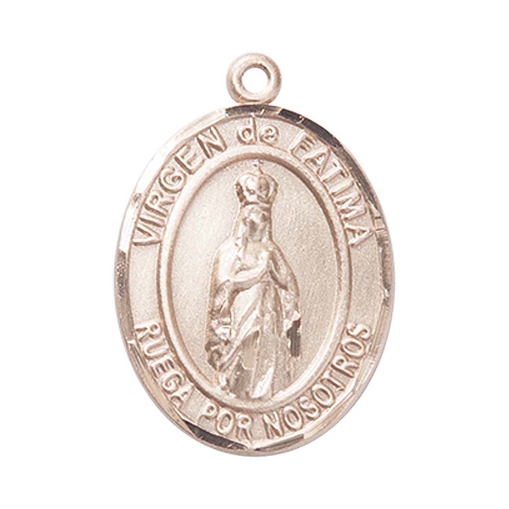 14K Gold Virgin of Fatima Medal Pendant - 1