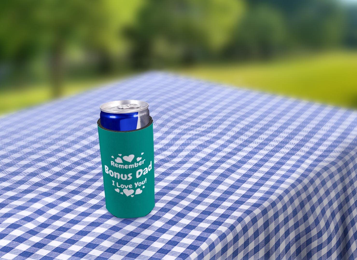 12-Pack Ultra Slim Can Coolers for Step Dad - Perfect Father's Day Gift with 'Bon's Dad I Love You' Design - Great for BBQ, Camping & Outdoor Parties
