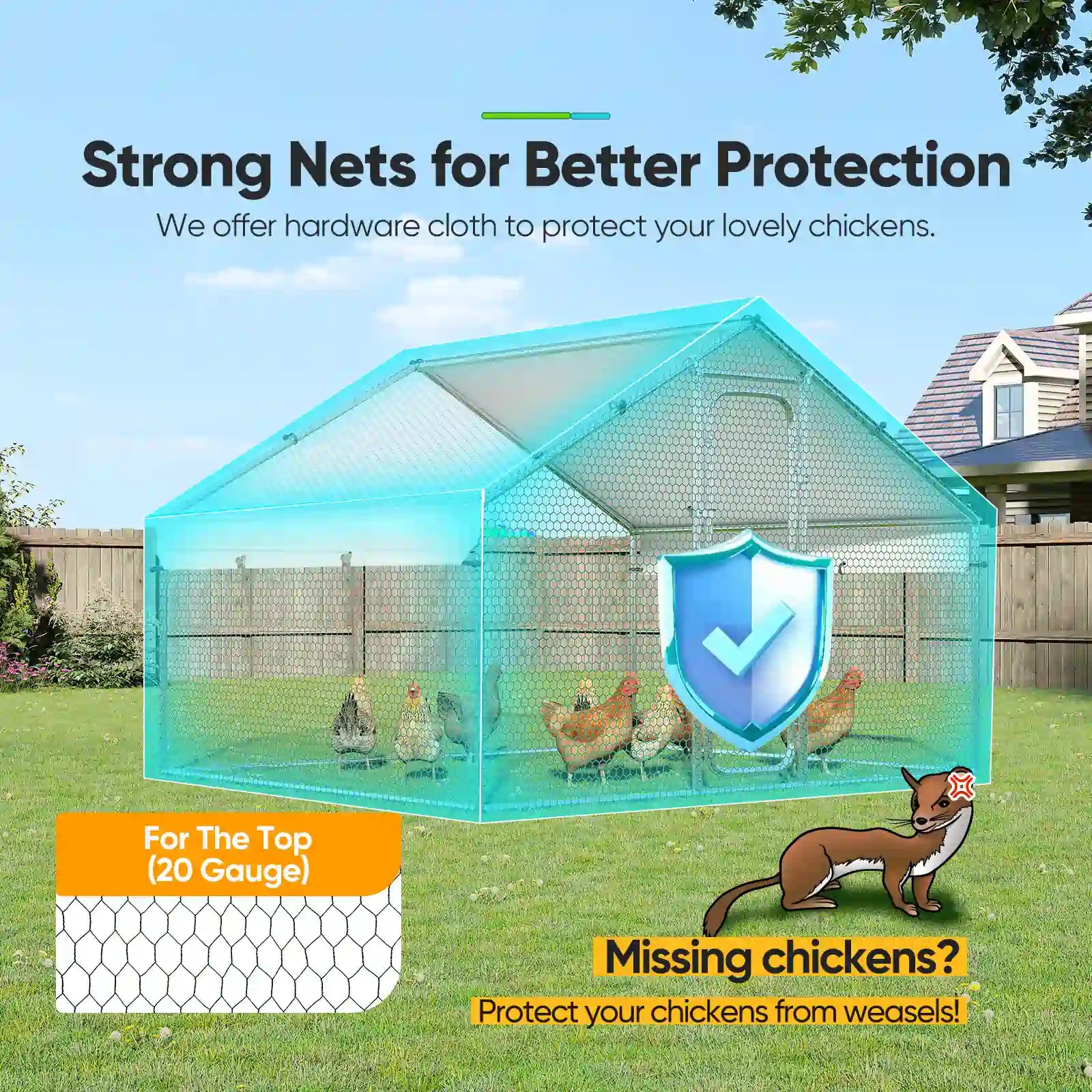 Large Metal Chicken Coop Run - Durable Outdoor Poultry Pen for Hens & Roosters - Perfect for Backyard Farming & Free Range Chicken Keeping