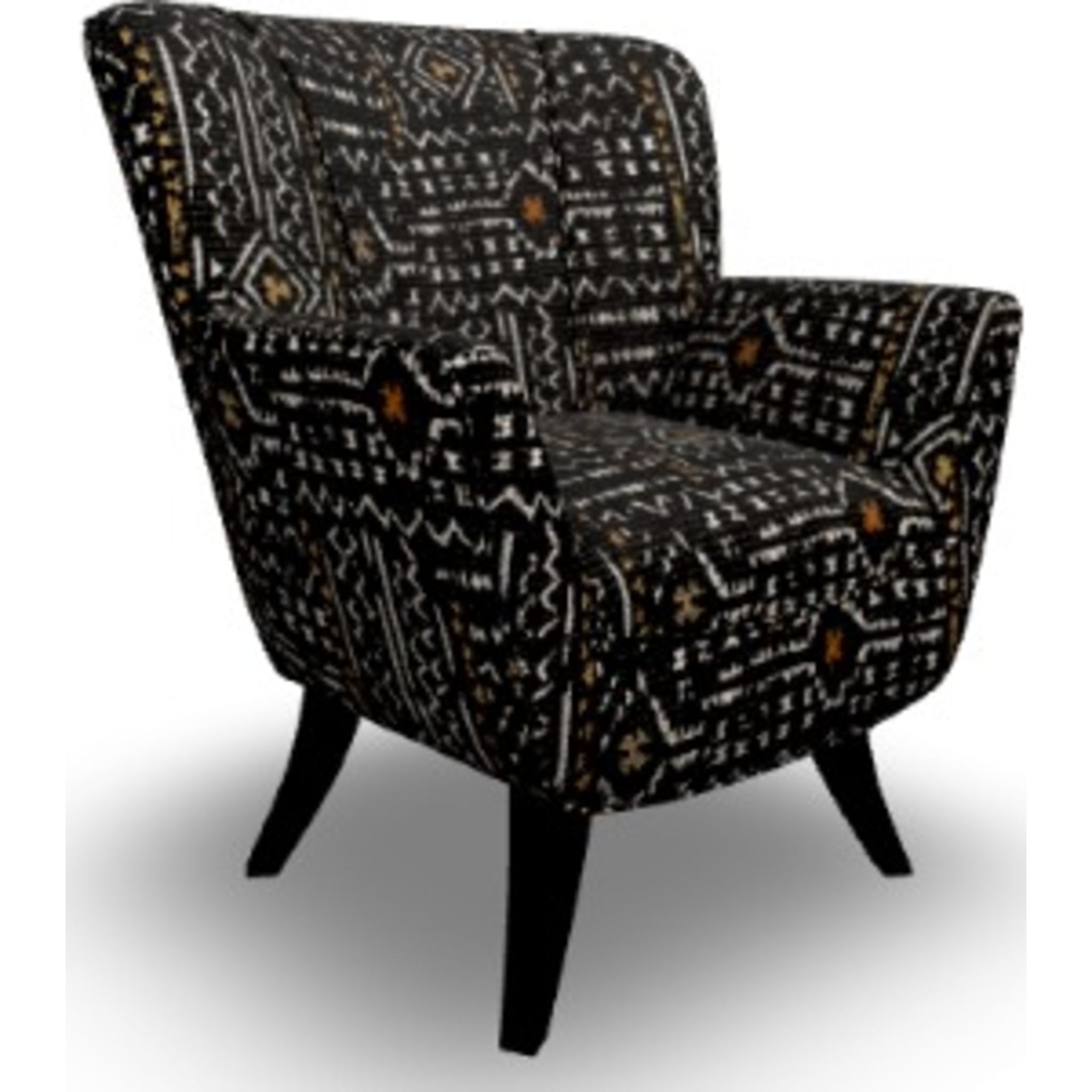 Bethany Accent Chair - Modern Domino Pattern Upholstered Lounge Chair for Living Room, Bedroom & Office - Comfortable Reading Chair with Sturdy Wooden Legs