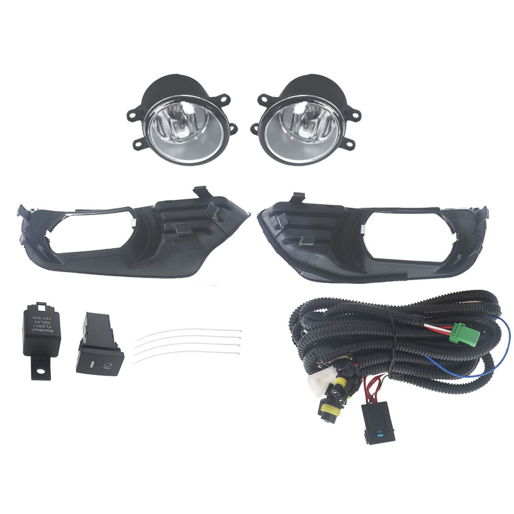 2007-2009 Toyota Camry Front Fog Light Kit with Switch - Left & Right Clear Bumper Replacement Lights for Improved Night Visibility (Perfect for Foggy Conditions & Night Driving)