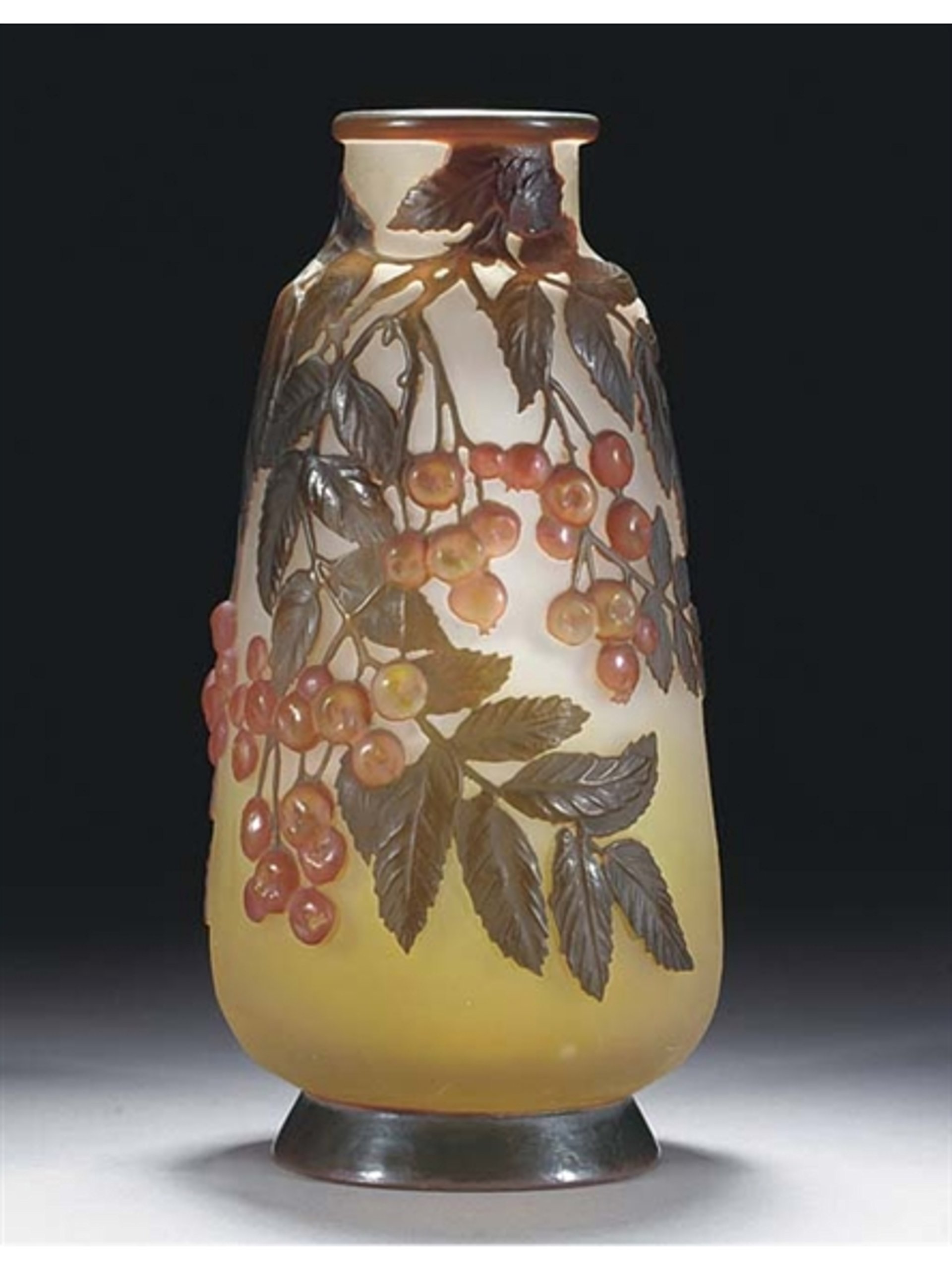 Antique Emile Galle Mould-Blown Cameo Glass Vase - Floral Art Nouveau Decor for Home & Office - Perfect for Centerpieces, Wedding Gifts & Luxury Interior Design